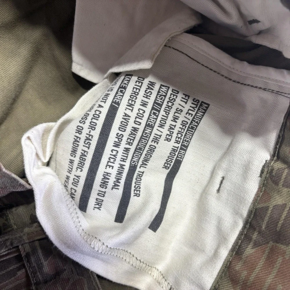 RGT Pants Mens 32x30 Green Camo Officer Trouser Slim Taper Chino USA